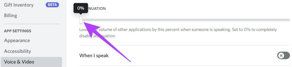 Disable Attenuation in Discord